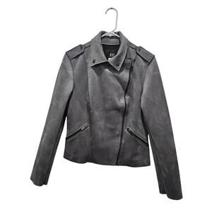 Kut from the Kloth Faux Suade Vegan Leather Gray Moto Jacket Size S Womens